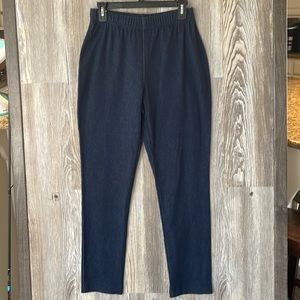 Susan Graver elastic waist dark denim pants, S